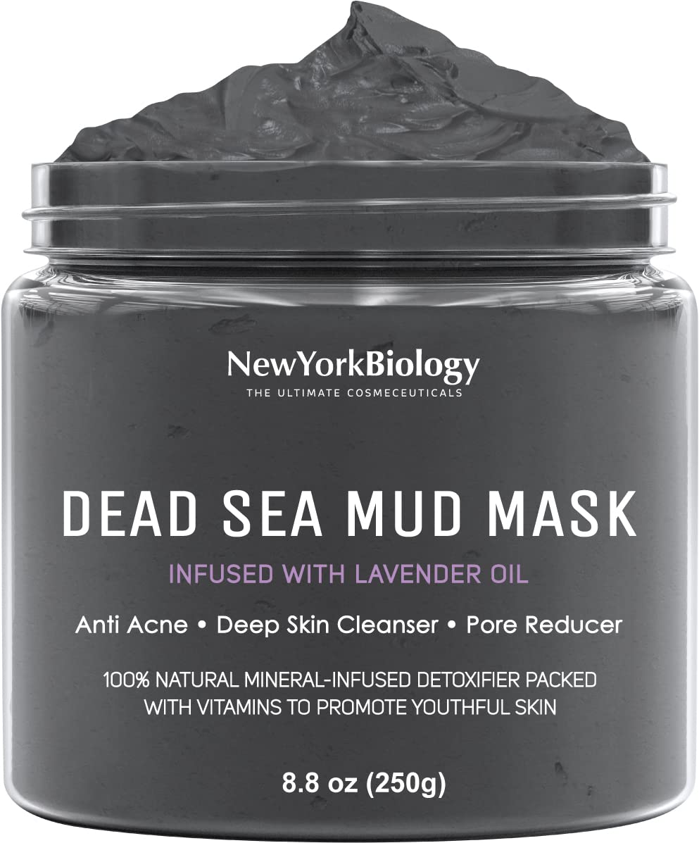 New York Biology Dead Sea Mud Mask for Face and Body - Spa Quality Pore Reducer for Acne, Blackheads & Oily Skin, Natural Skincare for Women, Men - Tightens Skin for A Healthier Complexion - 8.8 oz