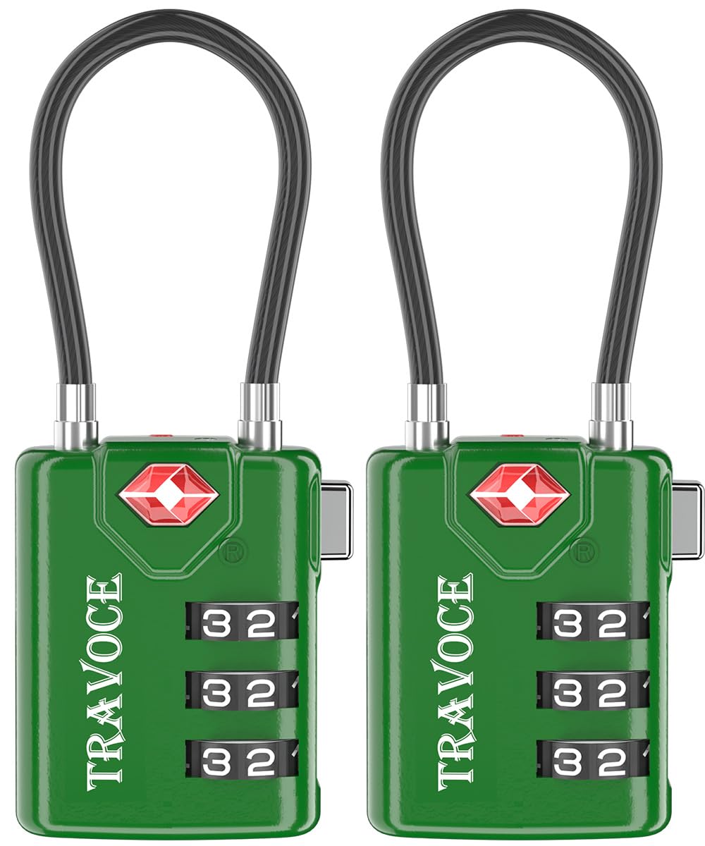 Search Alert TSA Approved Travel Combination Luggage Cable Locks for Suitcase, Gym Locker,Toolbox,Backpack 1,2,4,6 &10 pk