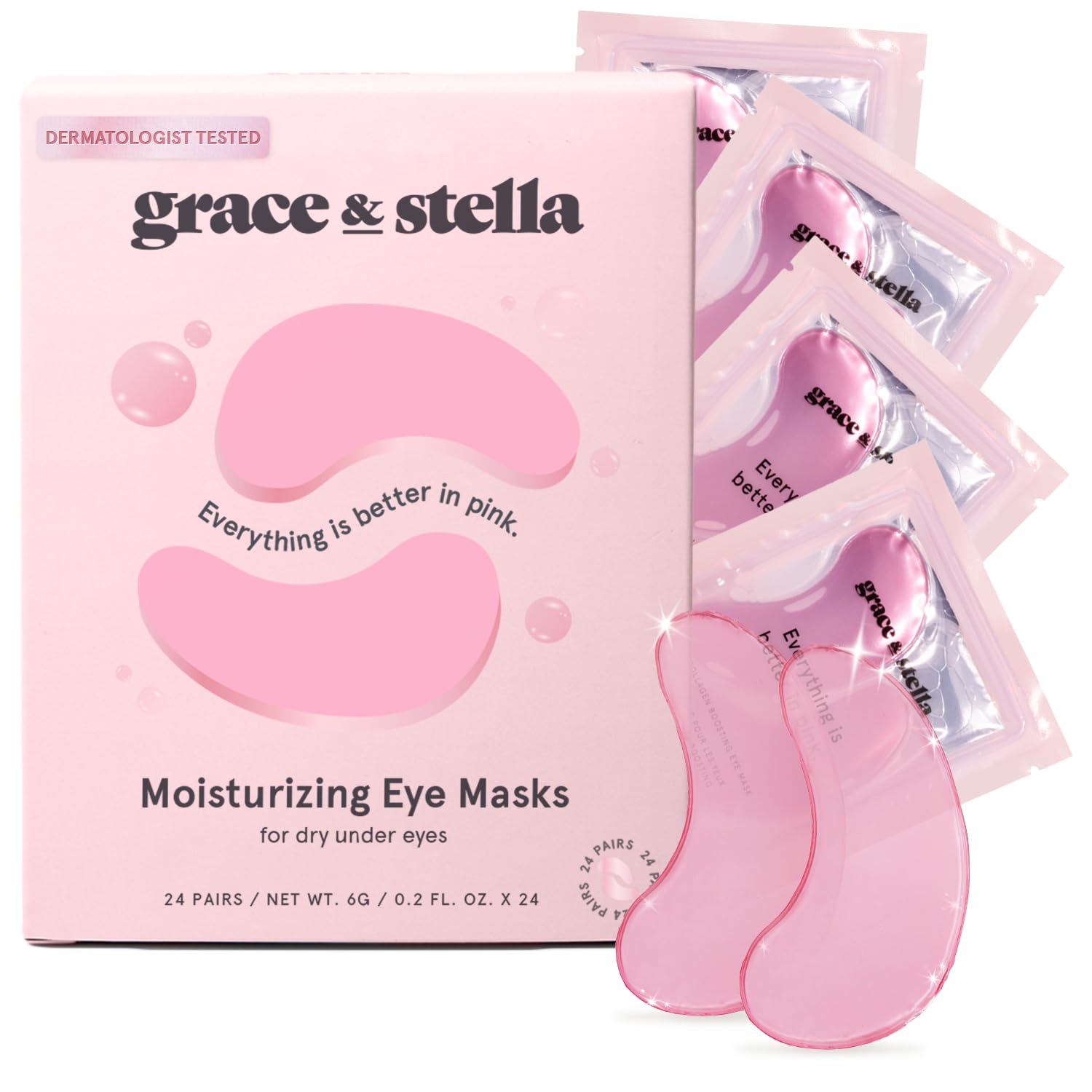 grace & stella Under Eye Mask - Valentines Day Gifts for Women - Reduce Dark Circles, Puffy Eyes, Undereye Bags, Wrinkles - Gel Under Eye Patches - Bridesmaid Gifts - Vegan Self Care (24 Pairs, Gold)