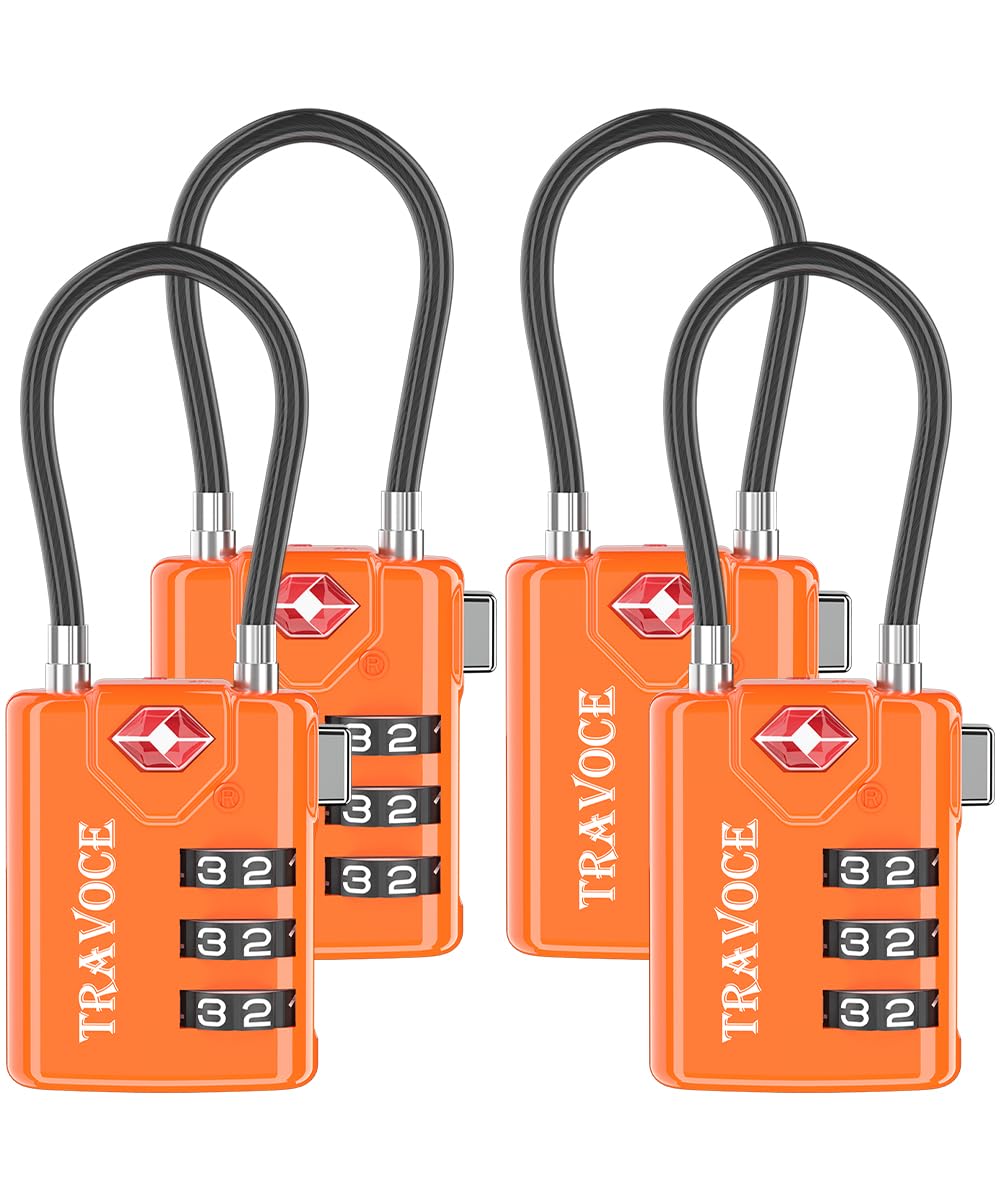 Search Alert TSA Approved Travel Combination Luggage Cable Locks for Suitcase, Gym Locker,Toolbox,Backpack 1,2,4,6 &10 pk