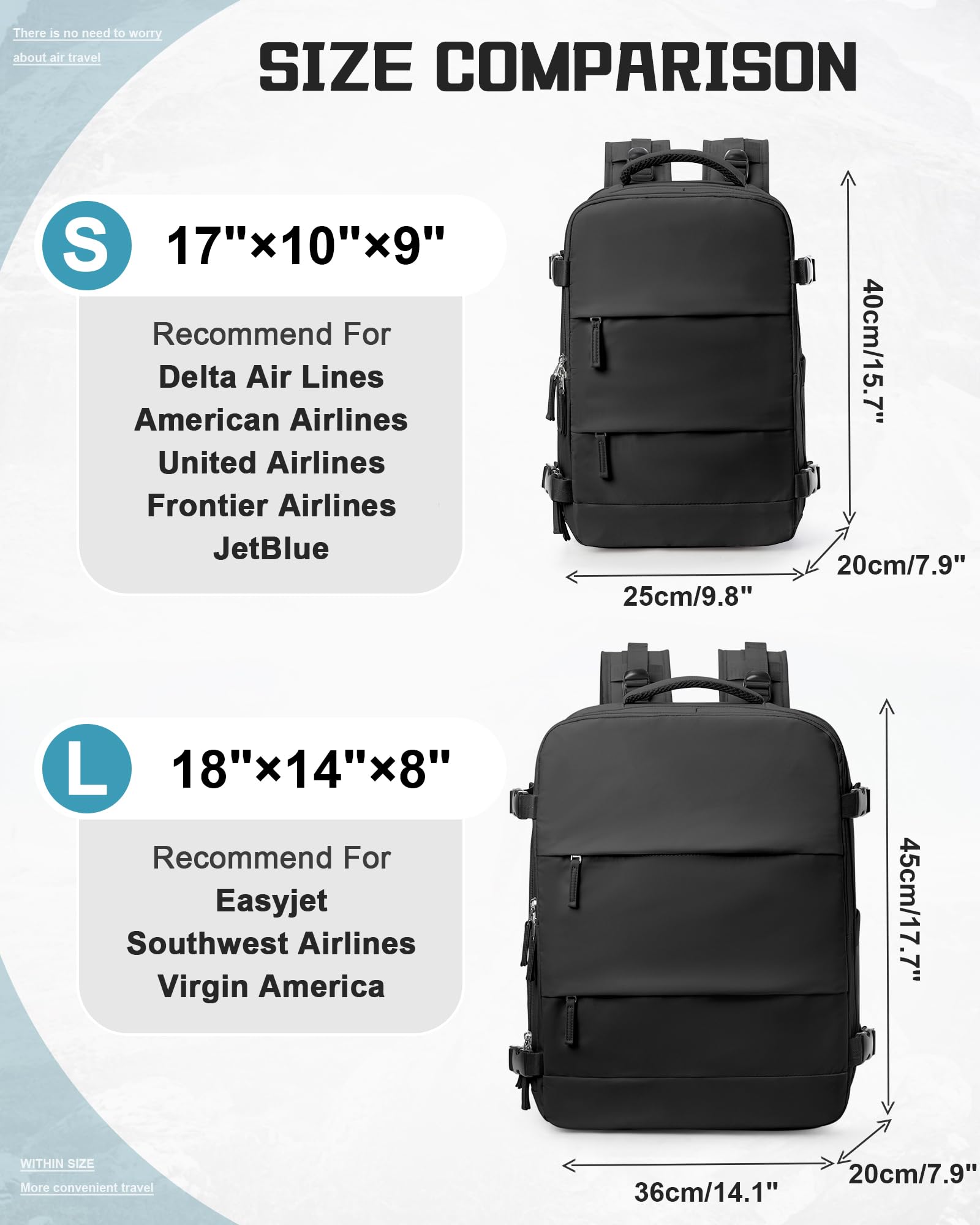 Travel Backpack For Women Men Airline Approved Personal Item Bag For Airlines Carry On Backpack Flight Approved Waterproof Backpack For Traveling On Airplane College Laptop Backpack Travel Must Haves