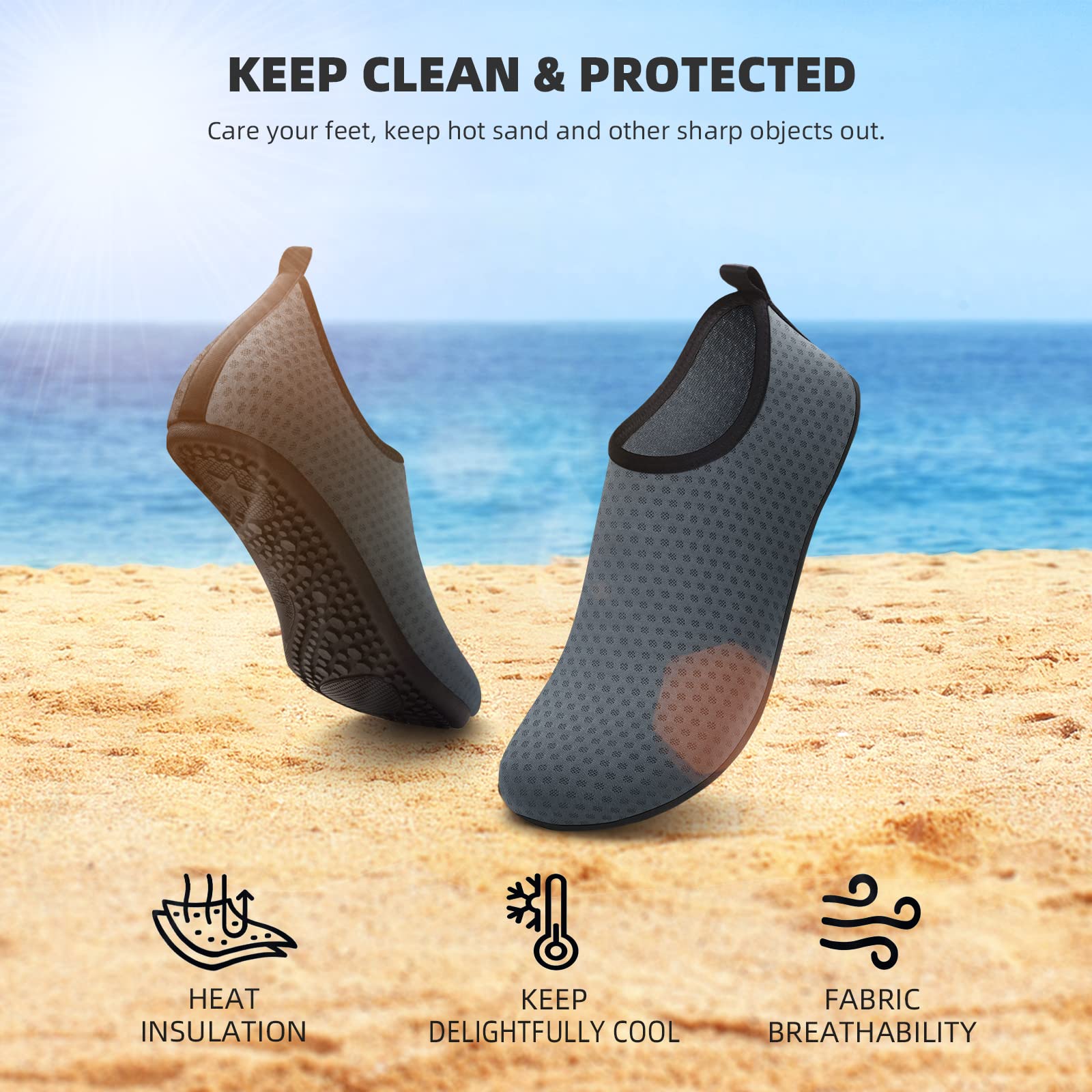 Water Shoes for Women Men Quick-Dry Aqua Socks Swim Beach Barefoot Yoga Exercise Wear Sport Accessories Pool Camping Must Haves Adult Youth Size