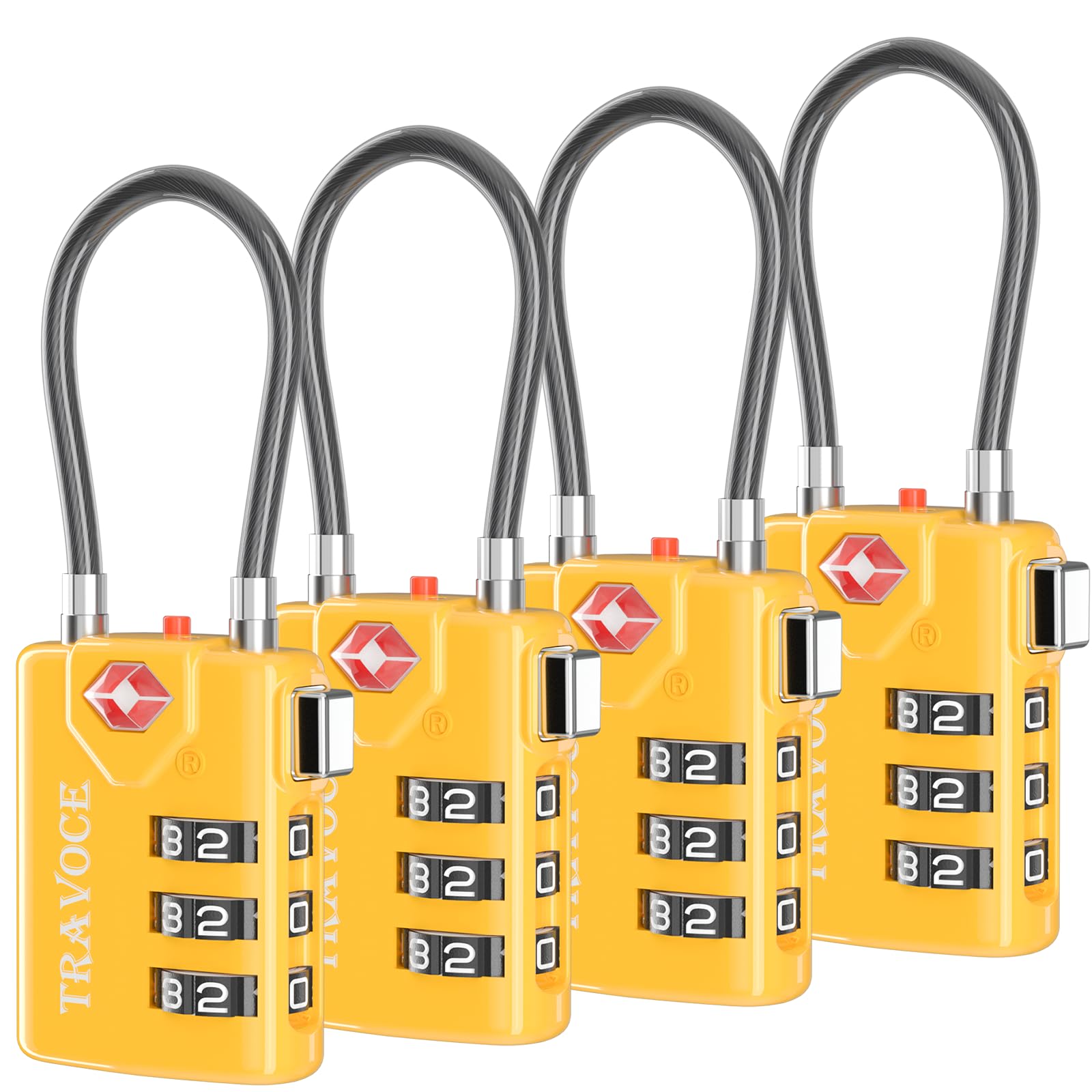 Search Alert TSA Approved Travel Combination Luggage Cable Locks for Suitcase, Gym Locker,Toolbox,Backpack 1,2,4,6 &10 pk