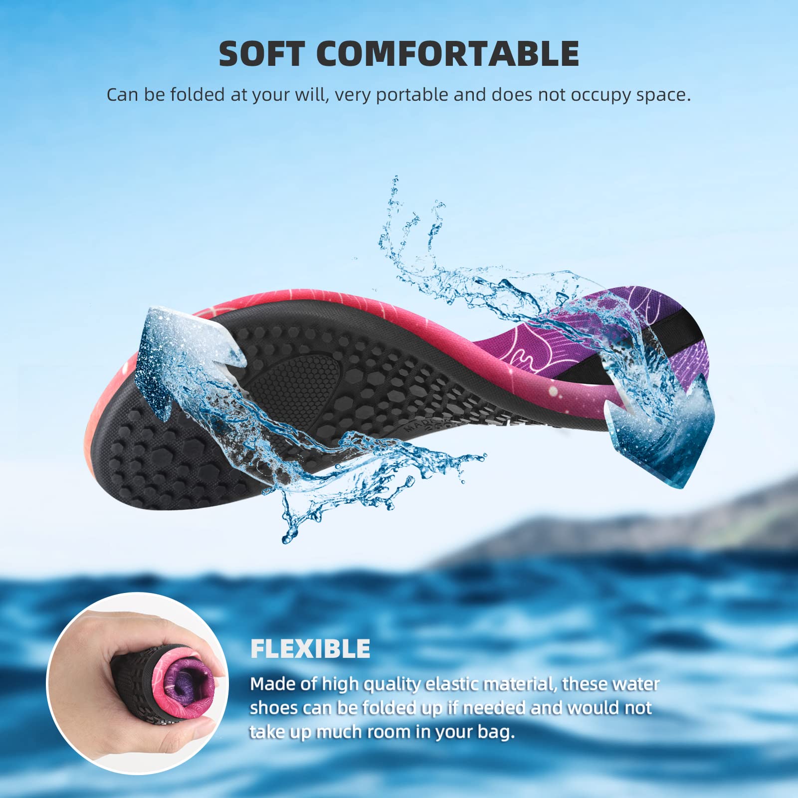 Water Shoes for Women Men Quick-Dry Aqua Socks Swim Beach Barefoot Yoga Exercise Wear Sport Accessories Pool Camping Must Haves Adult Youth Size