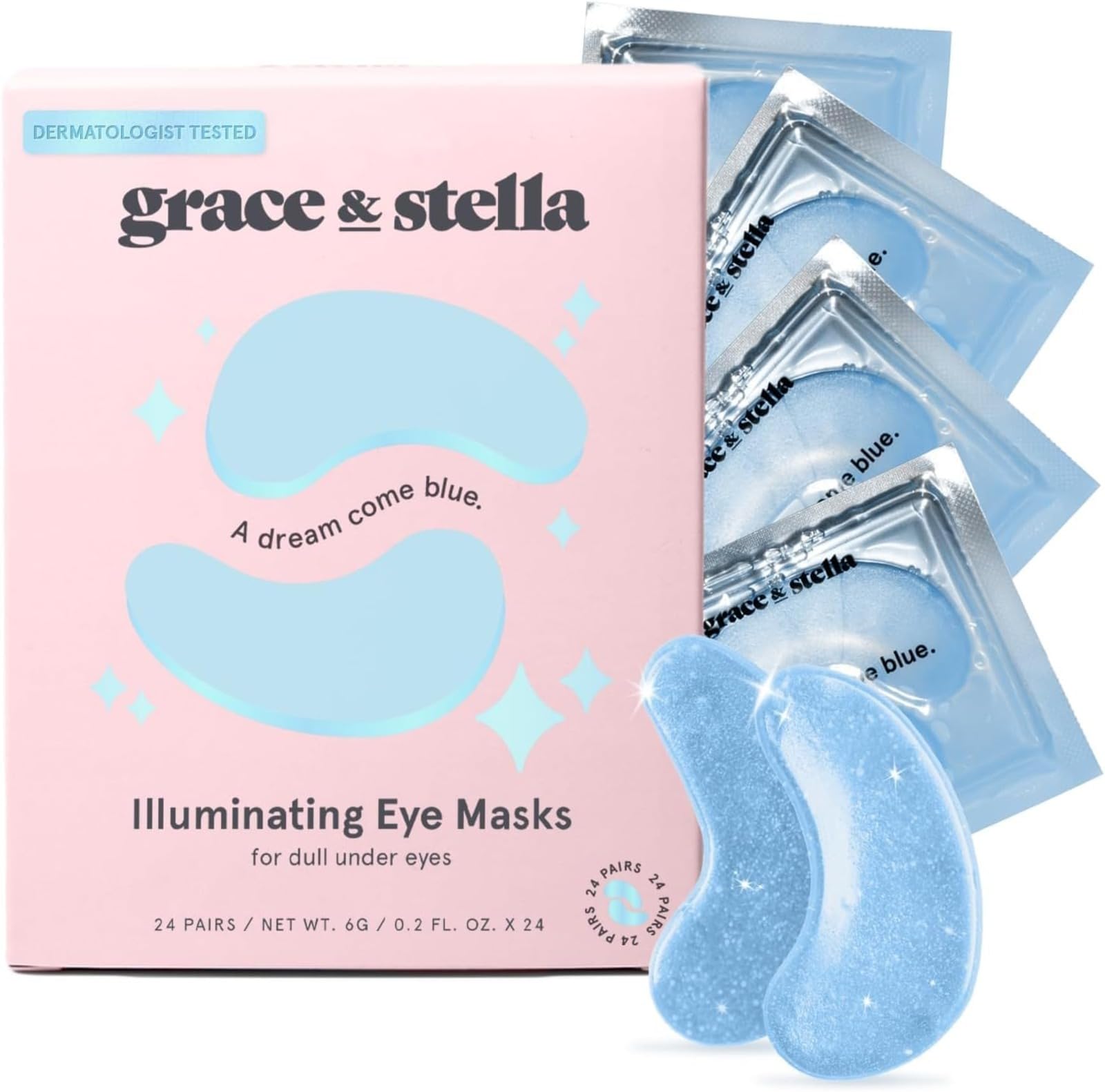 grace & stella Under Eye Mask - Valentines Day Gifts for Women - Reduce Dark Circles, Puffy Eyes, Undereye Bags, Wrinkles - Gel Under Eye Patches - Bridesmaid Gifts - Vegan Self Care (24 Pairs, Gold)