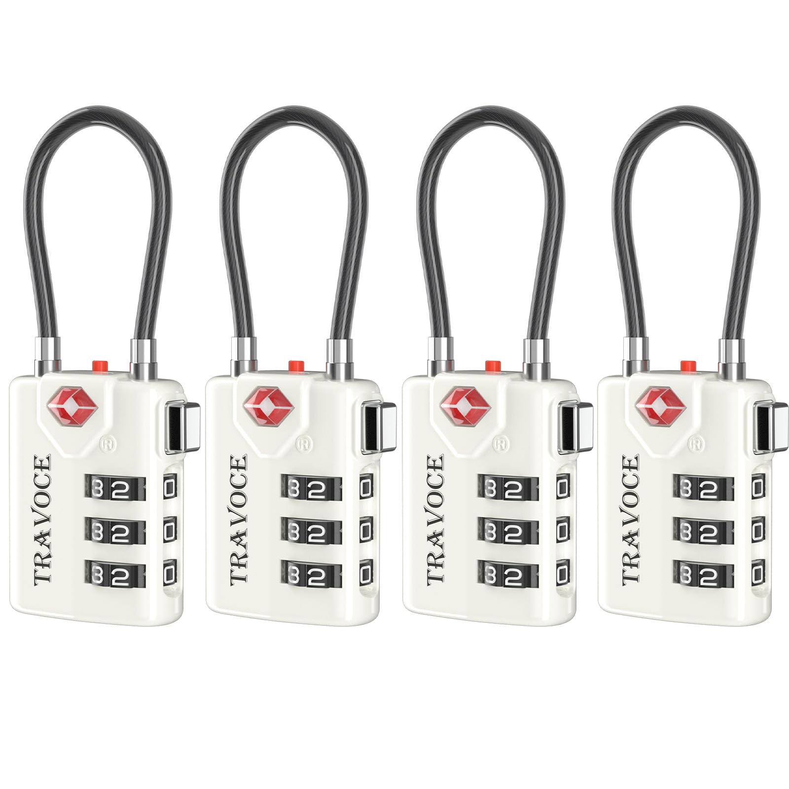 Search Alert TSA Approved Travel Combination Luggage Cable Locks for Suitcase, Gym Locker,Toolbox,Backpack 1,2,4,6 &10 pk