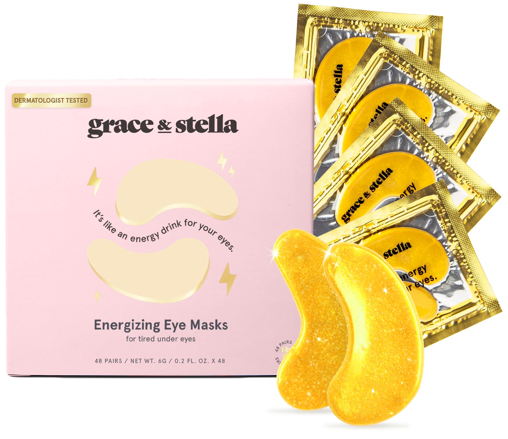 grace & stella Under Eye Mask - Valentines Day Gifts for Women - Reduce Dark Circles, Puffy Eyes, Undereye Bags, Wrinkles - Gel Under Eye Patches - Bridesmaid Gifts - Vegan Self Care (24 Pairs, Gold)