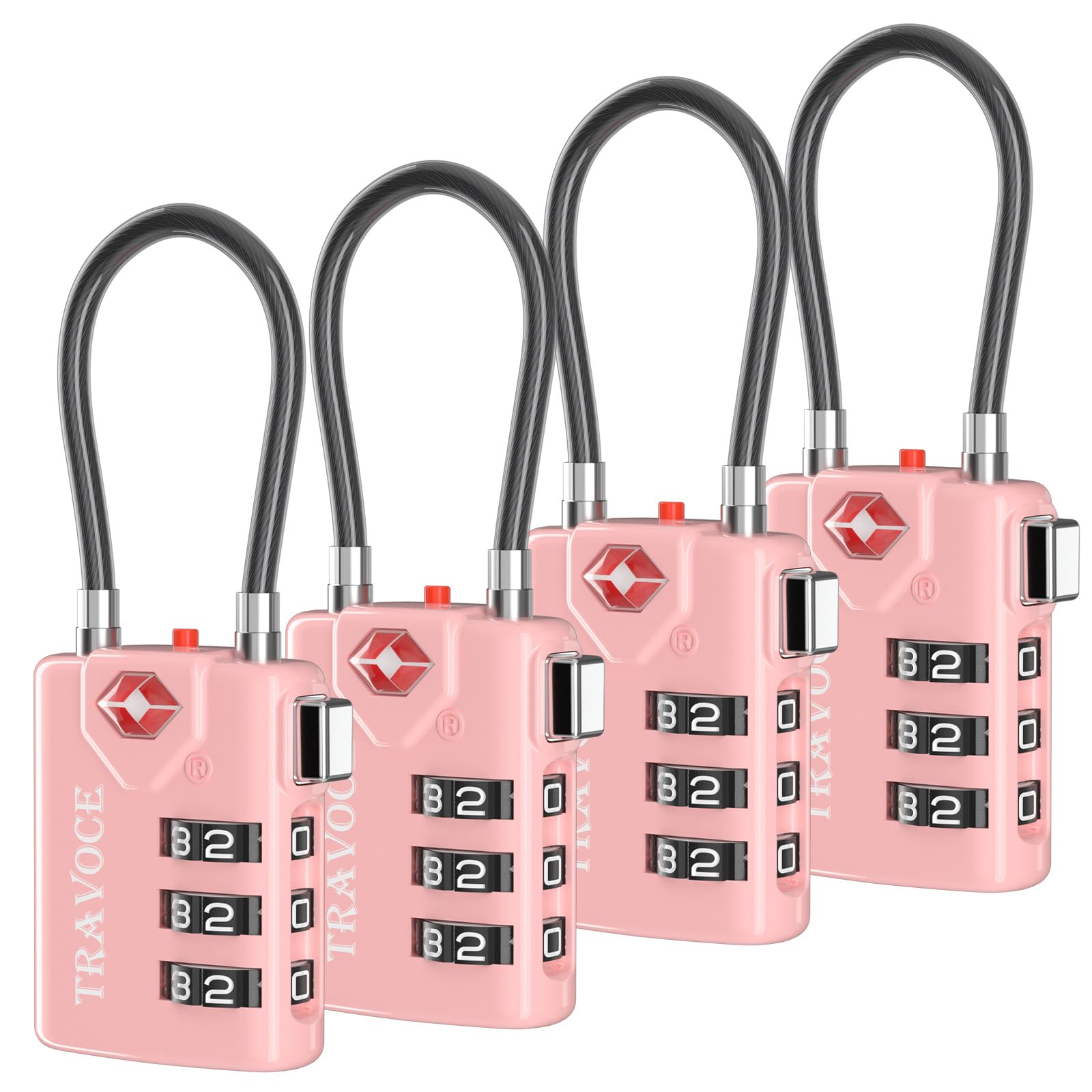 Search Alert TSA Approved Travel Combination Luggage Cable Locks for Suitcase, Gym Locker,Toolbox,Backpack 1,2,4,6 &10 pk