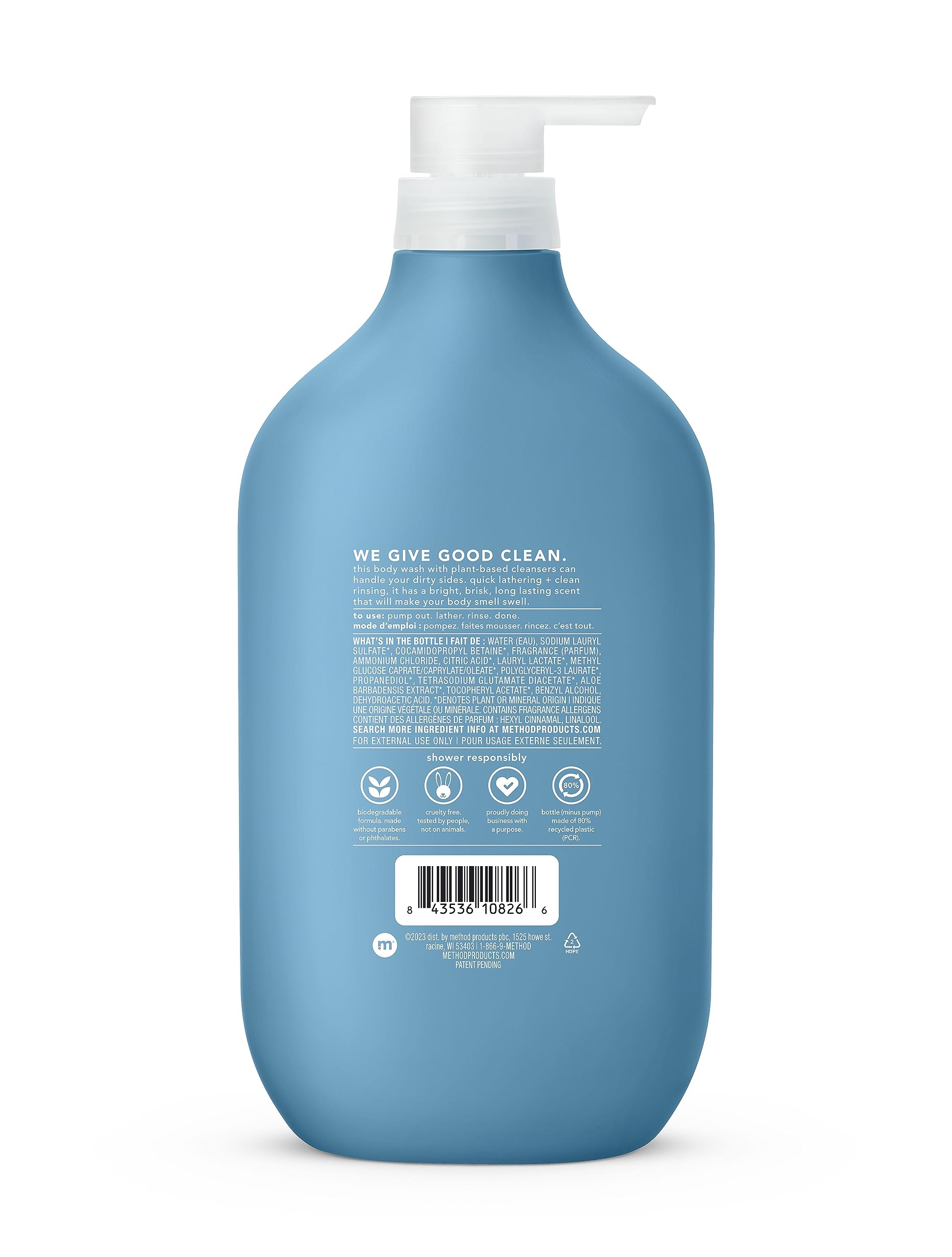 Method Body Wash, Sea + Surf, Paraben and Phthalate Free, Biodegradable Formula, 28 oz, (Pack of 1)