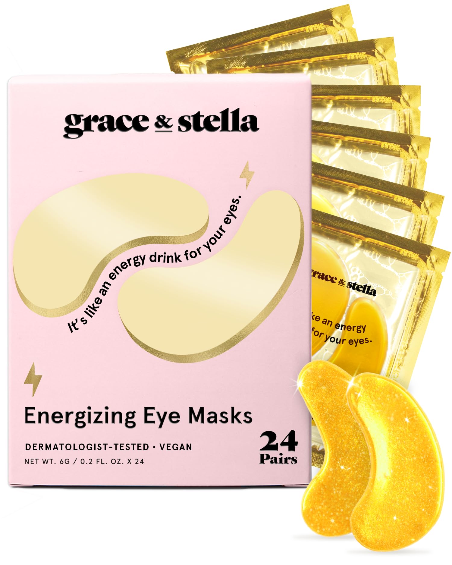 grace & stella Under Eye Mask - Valentines Day Gifts for Women - Reduce Dark Circles, Puffy Eyes, Undereye Bags, Wrinkles - Gel Under Eye Patches - Bridesmaid Gifts - Vegan Self Care (24 Pairs, Gold)