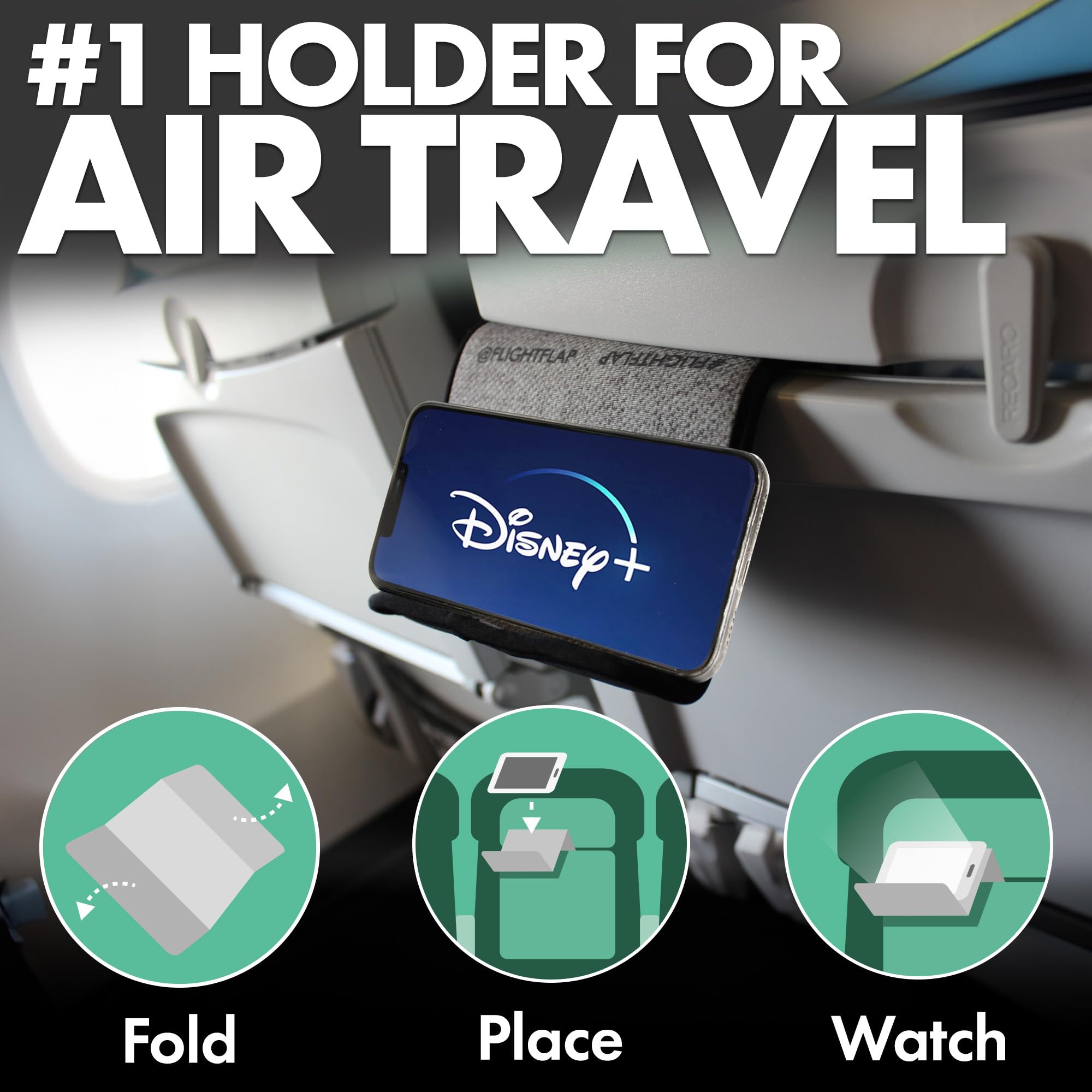 Airplane Phone Holder, Flexible Tablet and Cell Phone Holder, Folding Cellphone Stand for Desk, Bed, Office, Treadmill - Airplane Accessories Long Flight Travel, Plane Essentials