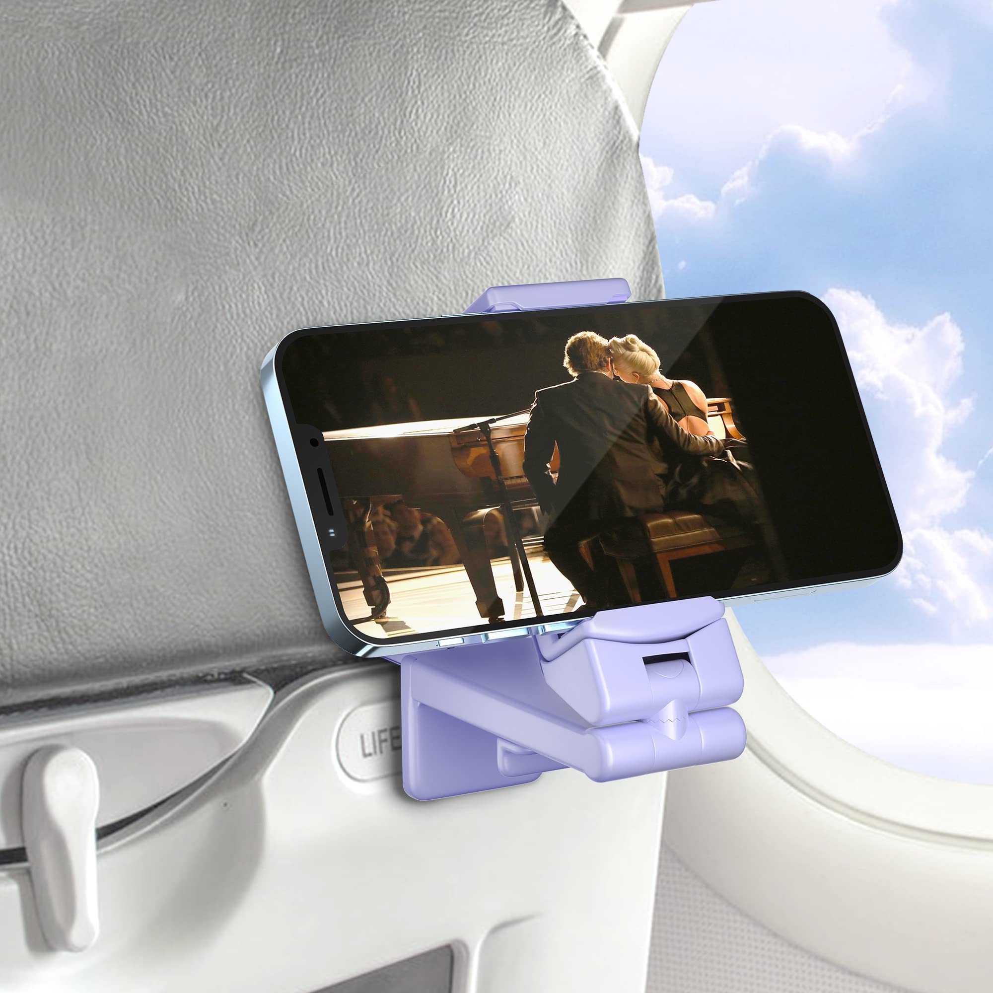 Perilogics Universal in Flight Airplane Phone Holder Mount. Hands Free Viewing with Multi-Directional Dual 360 Degree Rotation. Pocket Size Must Have Airplane Travel Essential Accessory for Flying