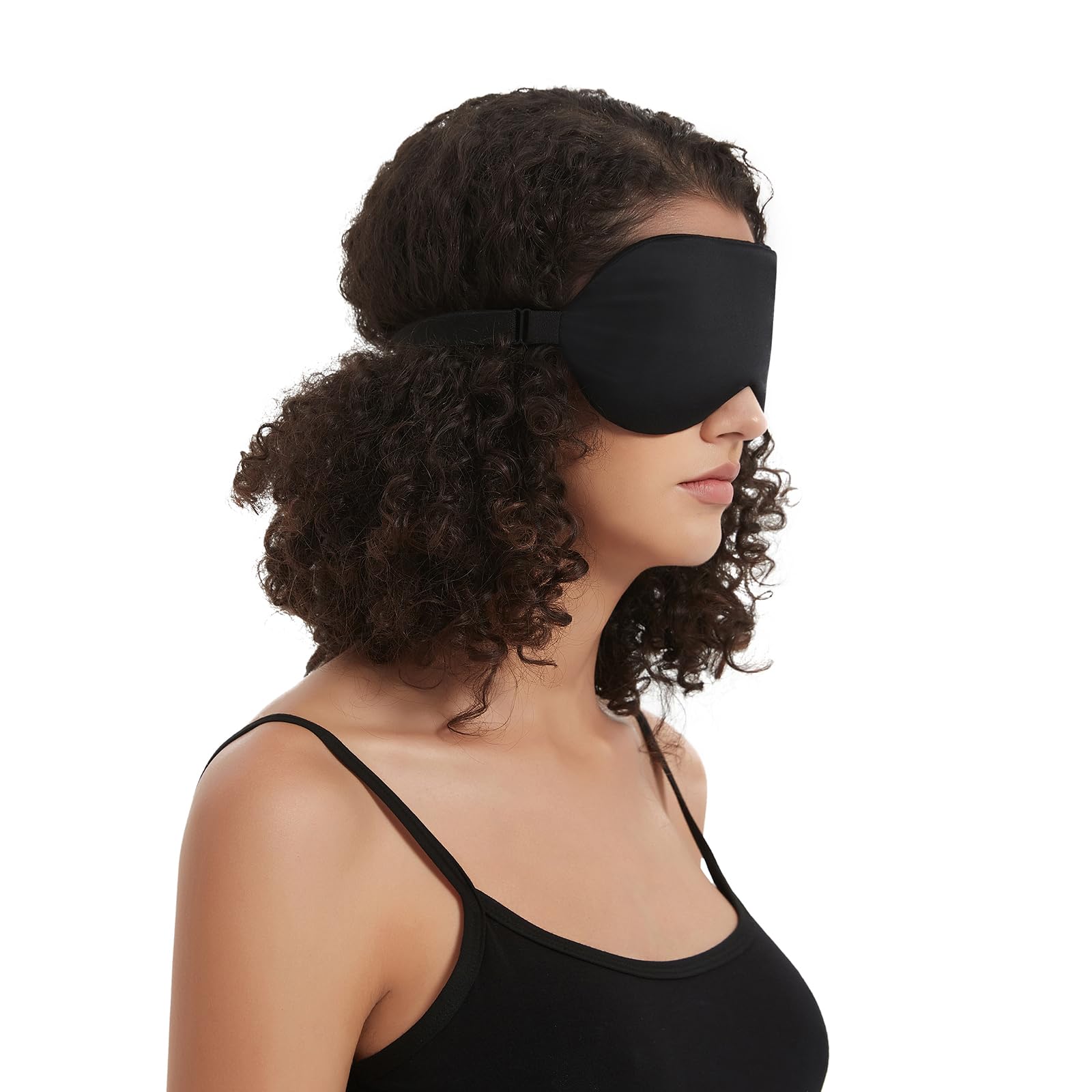 Alaska Bear Sleep Mask Silk Cover Eye Contour Built-in No Pressure for Sleeping, Upgrade Over Conventional Flat Satin Eye Masks, Machine Washable (Black)