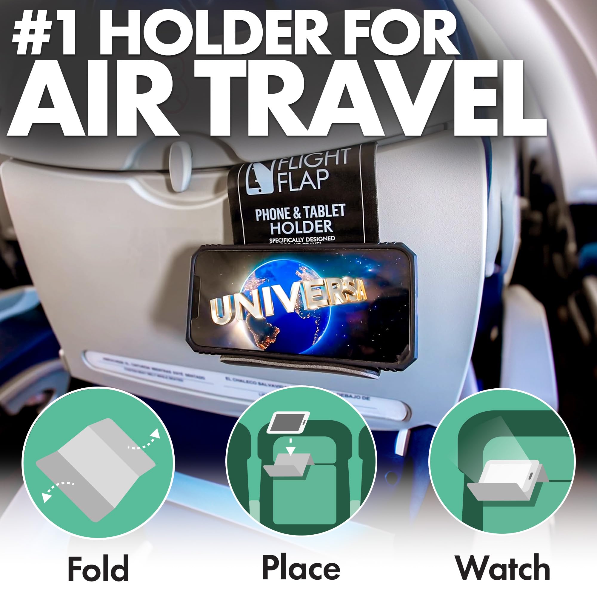 Airplane Phone Holder, Flexible Tablet and Cell Phone Holder, Folding Cellphone Stand for Desk, Bed, Office, Treadmill - Airplane Accessories Long Flight Travel, Plane Essentials