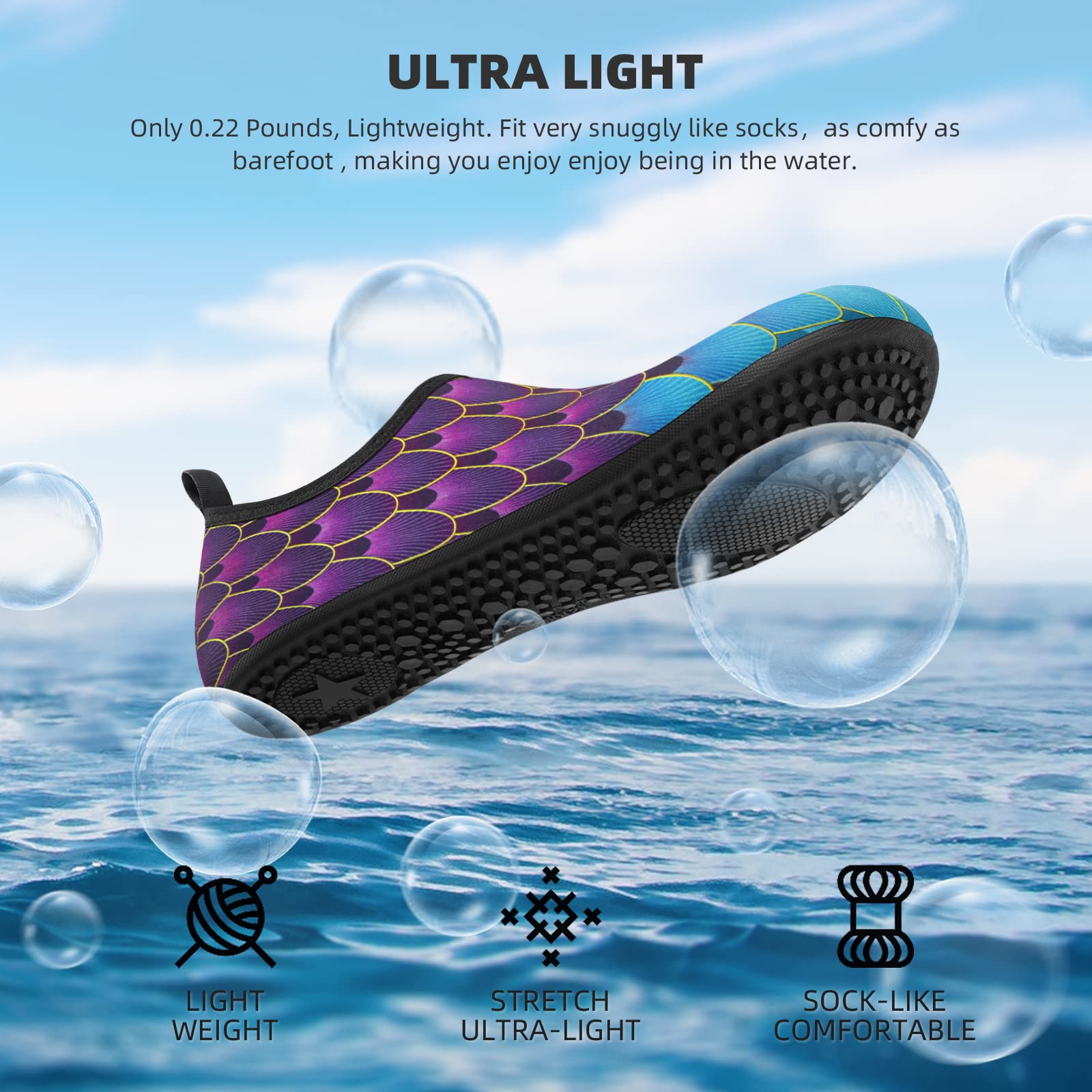 Water Shoes for Women Men Quick-Dry Aqua Socks Swim Beach Barefoot Yoga Exercise Wear Sport Accessories Pool Camping Must Haves Adult Youth Size