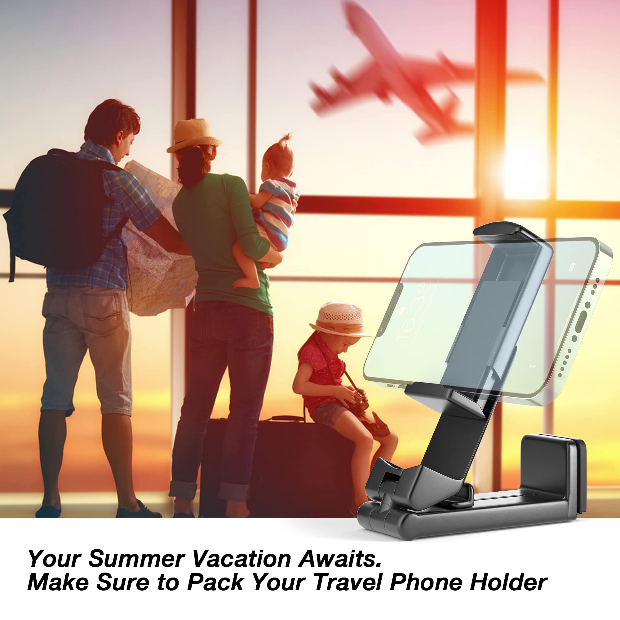 Perilogics Universal in Flight Airplane Phone Holder Mount. Hands Free Viewing with Multi-Directional Dual 360 Degree Rotation. Pocket Size Must Have Airplane Travel Essential Accessory for Flying