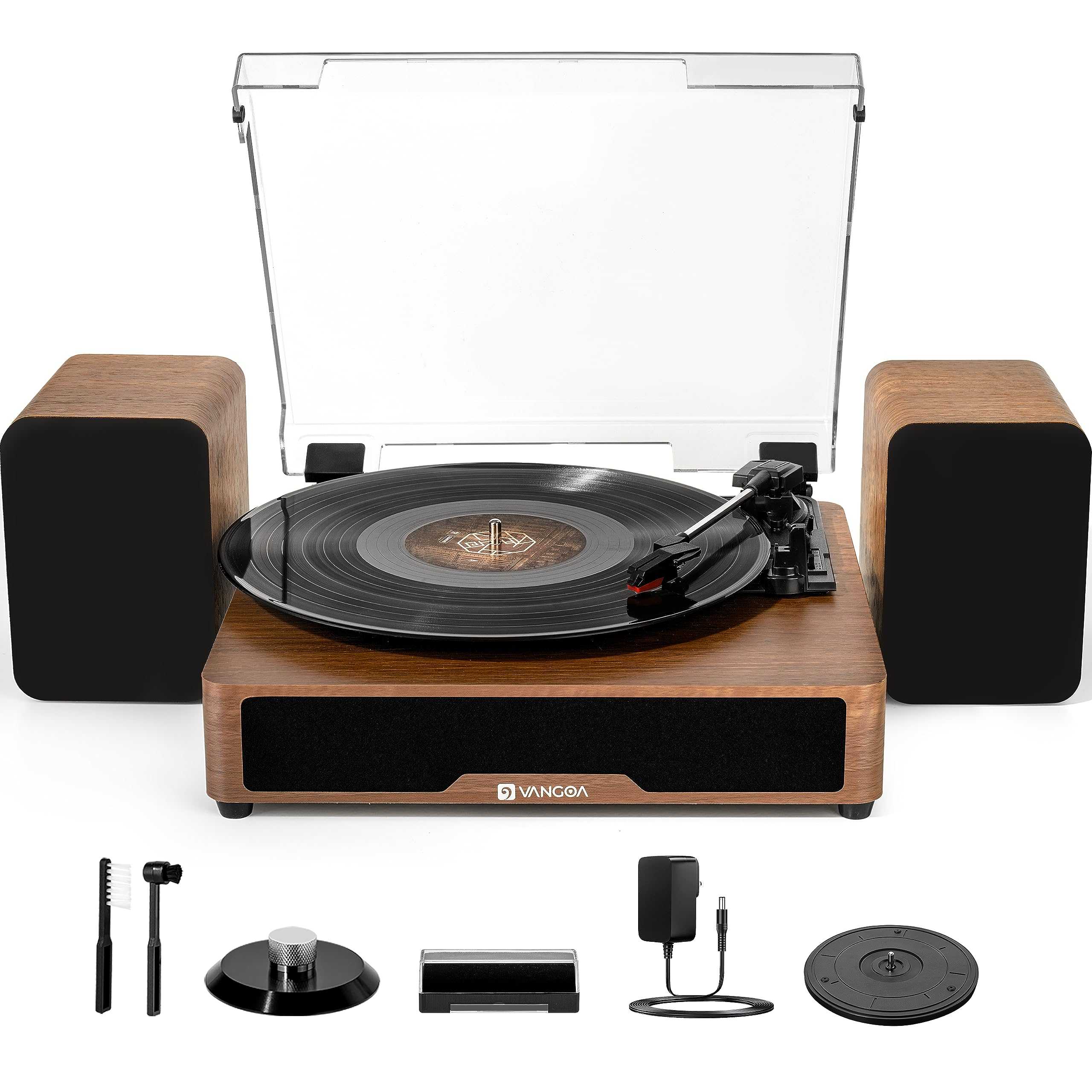 Vinyl Record Player Turntable with Built-in Bluetooth Receiver & 2 Stereo Speakers, 3 Speed 3 Size Portable Retro Record Player with Speakers Set for Entertainment and Home Decoration, Vangoa B0C4TTL25R 178 $ Sight & Sound Old is The New Cool Old is The New Cool