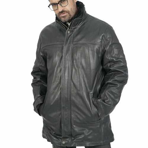 Traper Warm Long Black Leather Jacket 21FW3353 411 $ men's clothing Men's Wear Azure Metis Old is The New Cool