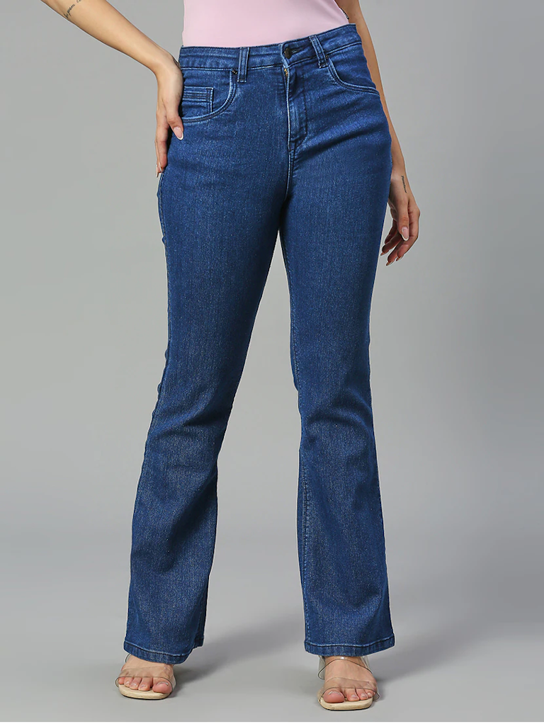 Women High Rise Denim Jeans(Size32)(Colorblue)